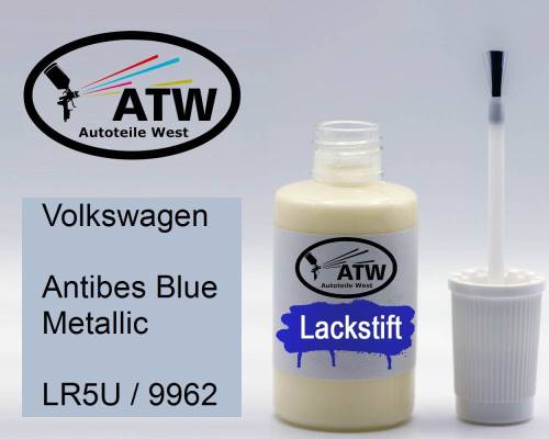 Volkswagen, Antibes Blue Metallic, LR5U / 9962: 20ml Lackstift, von ATW Autoteile West.